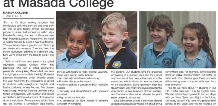 Turning potential into reality at Masada College