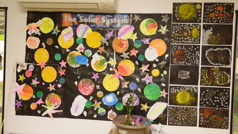 Colourful solar system painting by our Early Learning Centre children