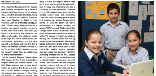 High Potential Learners at Masada College