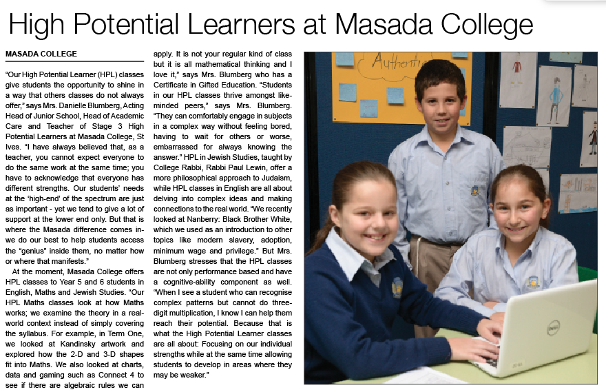 Newspaper article on unlocking potentials from students
