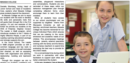 Classroom Care at Masada College