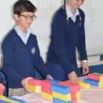 Students begin their building block activity