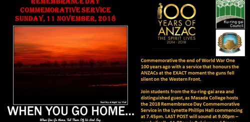 100th Anniversary Remembrance Day Commemorative Service – Ku-ring-gai Council at Masada College